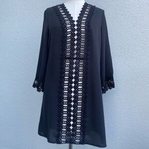 New Black long sheer Women’s Tunic/blouse/pullover 3/4 length sleeves